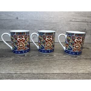 Imari Edo China Mugs Cups Coffee - Oriental Flower HORCHOW ~Set Of 3